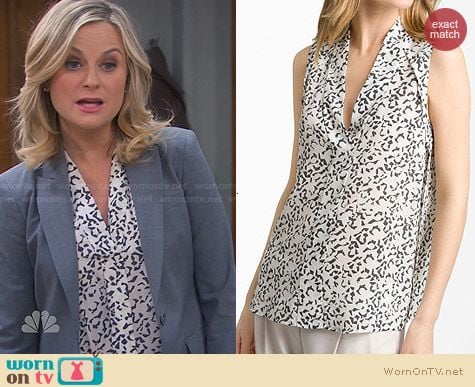 Theory Moha Abstract Print Top worn by Amy Poehler on Parks & Rec