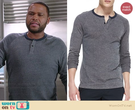 Theory Soft-Pique Henley worn by Anthony Anderson on Black-ish