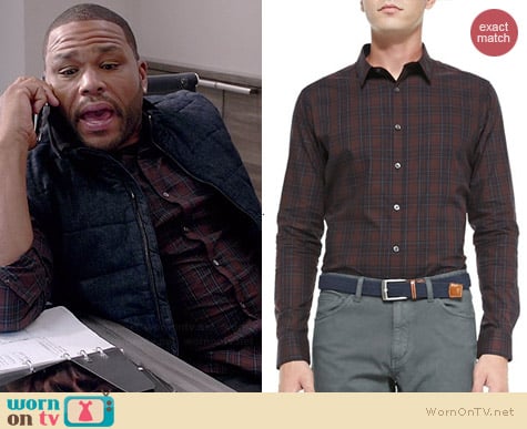 Theory Zack PS Rhone Plaid Shirt worn by Anthony Anderson on Black-ish