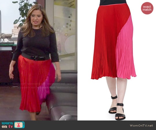 Theory 'Zeyn' Colorblock Pleated Skirt worn by Cristela (Cristela Alonzo) on Cristela