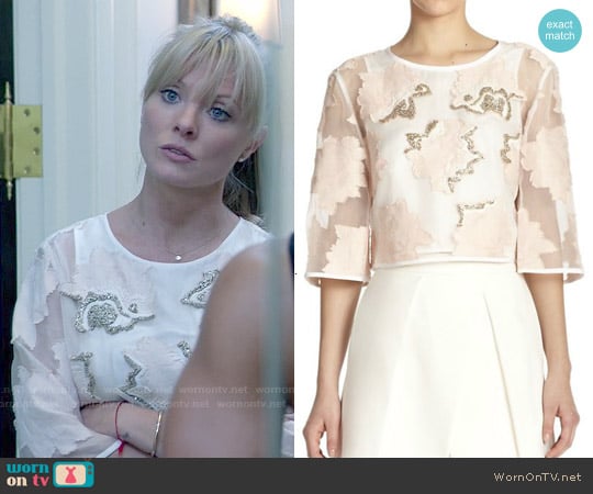 Tibi Ayame Fil Coupe Beaded Cropped Top worn by Rhonda Lyon (Kaitlin Doubleday) on Empire