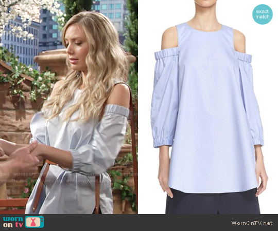 Tibi Satin Poplin Cold Shoulder Top worn by Abby Newman (Melissa Ordway) on The Young and the Restless