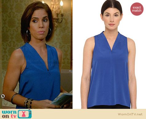 Tibi Silk Zip Up Tank in Sapphire worn by Ana Ortiz on Devious Maids