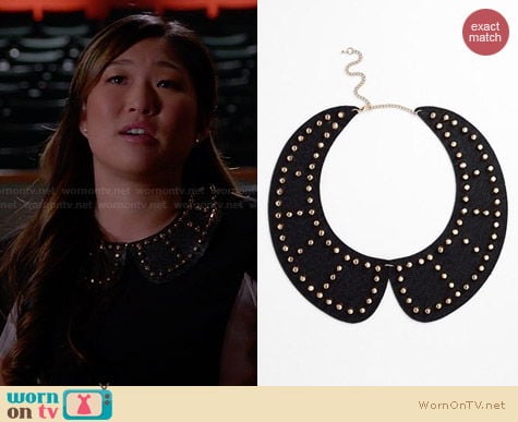 Tildon Black Studded Collar Necklace worn by Jenna Ushkowitz on Glee