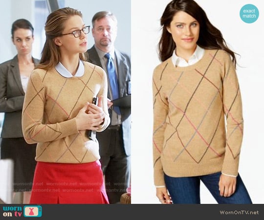 Tommy Hilfiger Argyle Sweater worn by Kara Danvers (Melissa Benoist) on Supergirl