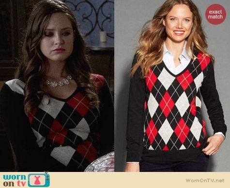 Tommy Hilfiger Argyle Sweater worn by Merritt Patterson on Ravenswood