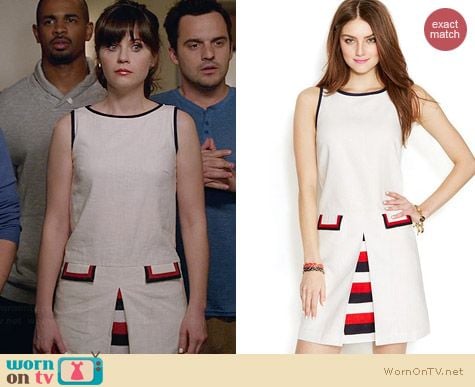 Tommy Hilfiger Inverted Pleat Shift Dress worn by Zooey Deschanel on New Girl