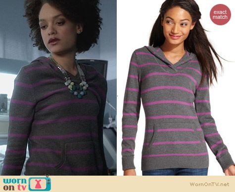 Tommy Hilfiger Pink Striped Sweater worn by Britne Oldford on Ravenswood