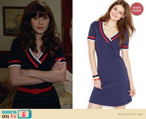 Tommy Hilfiger Short Sleeve V-Neck Dress worn by Zooey Deschanel on New Girl