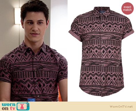 Topman Aztec Print Short Sleeve Shirt worn by Michael Willett on Faking It