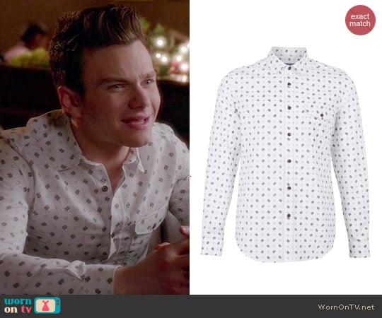 Topman Geometric Paisley Print Long Sleeve Shirt worn by Chris Colfer on Glee