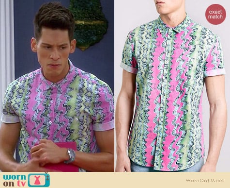 Topman Multicolor Surf Stripe Shirt worn by Miguel Pinzon on Mystery Girls