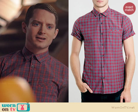 Topman Tartan Short Sleeve Smart Shirt worn by Elijah Wood on Wilfred