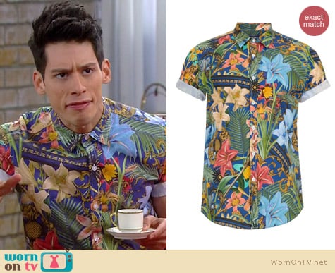 Topman Tropical Print Short Sleeve Shirt worn by Miguel Pinzon on Mystery Girls