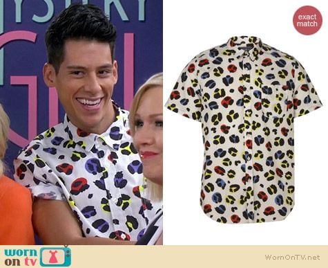 Topman White Leopard Print Short Sleeve Shirt worn by Miguel Pinzon on Mystery Girls