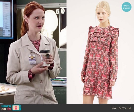 Topshop Floral Print Ruffle Dress worn by Jessica Warren (Laura Spencer) on Bones