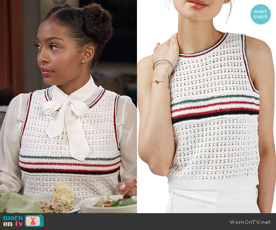 Topshop Stripe Front Crochet Tank worn by Zoey Johnson (Yara Shahidi) on Black-ish