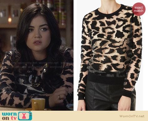 Topshop Animal Print Burnout Top worn by Lucy Hale on PLL