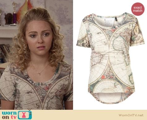 Topshop Atlas Map Tee worn by AnnaSophia Robb on The Carrie Diaries