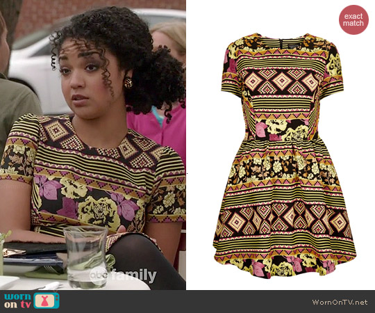 Topshop Aztec Jacquard Flippy Dress worn by Aisha Dee on Chasing Life