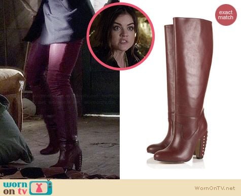 Topshop Bailey Studded Banana Heel Boots worn by Lucy Hale on PLL