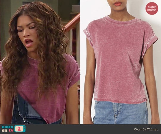 Topshop Burnout Tee in Berry worn by Zendaya on KC Undercover