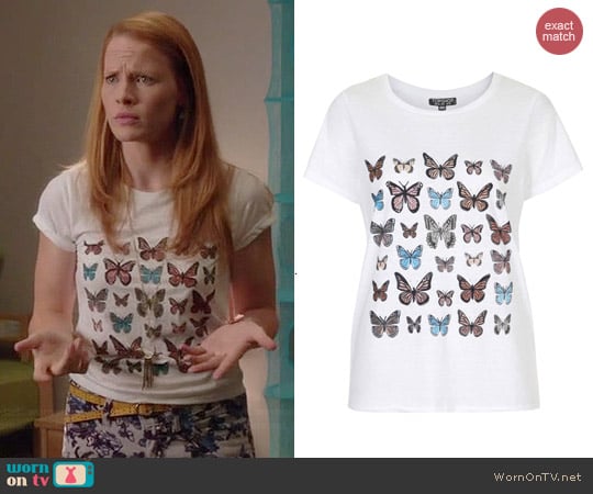 Topshop Butterfly Tee worn by Katie Leclerc on Switched at Birth