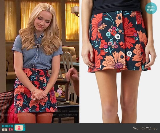 Topshop Button Front Floral Skirt worn by Liv Rooney (Dove Cameron) on Liv and Maddie