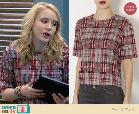 Topshop Check Half Sleeve Tee worn by Taylor Sprietler on Melissa & Joey