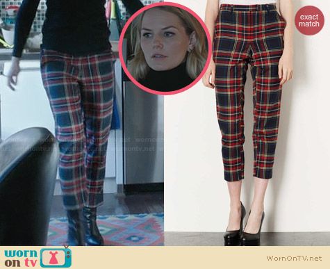 Topshop Check Trousers worn by Jennifer Morrison on OUAT