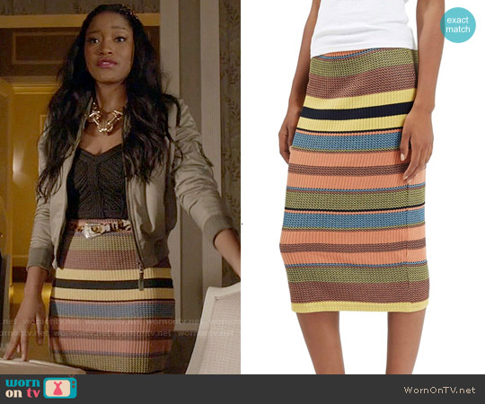 Topshop Chevron Striped Ribbed Skirt worn by Zayday Williams (Keke Palmer) on Scream Queens