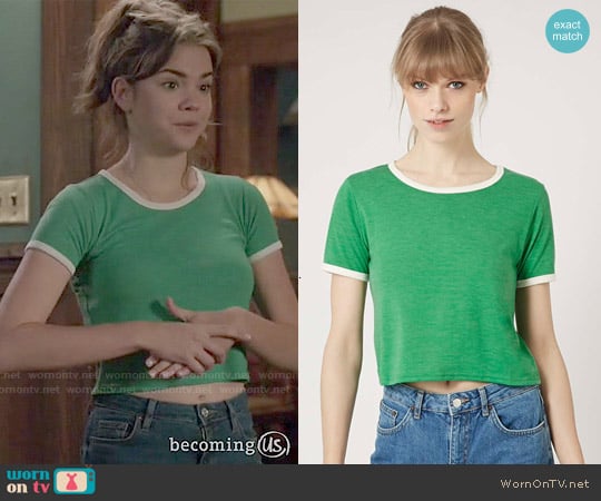 Topshop Contrast Tee in Green worn by Callie Jacob (Maia Mitchell) on The Fosters