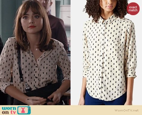 Topshop Diamond Print Shirt worn by Jenna Coleman on Doctor Who