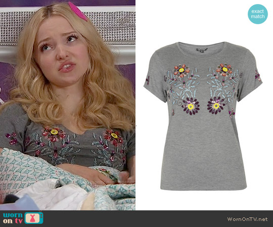 Topshop Embellished Flower Tee worn by Liv Rooney (Dove Cameron) on Liv and Maddie