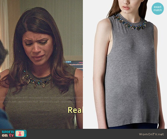 Topshop Embellished Neck Jersey Tank worn by Xiomara Villanueva (Andrea Navedo) on Jane the Virgin