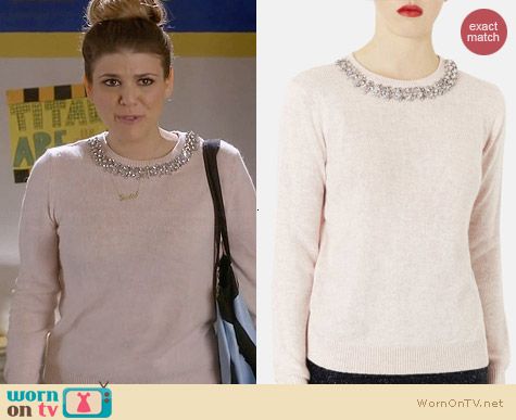 Topshop Embellished Neck Sweater worn by Molly Tarlov on Awkward