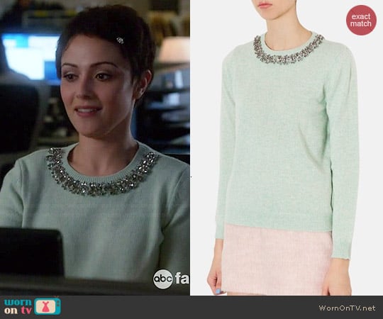 Topshop Embellished Neckline Sweater worn by April Carver (Italia Ricci) on Chasing Life