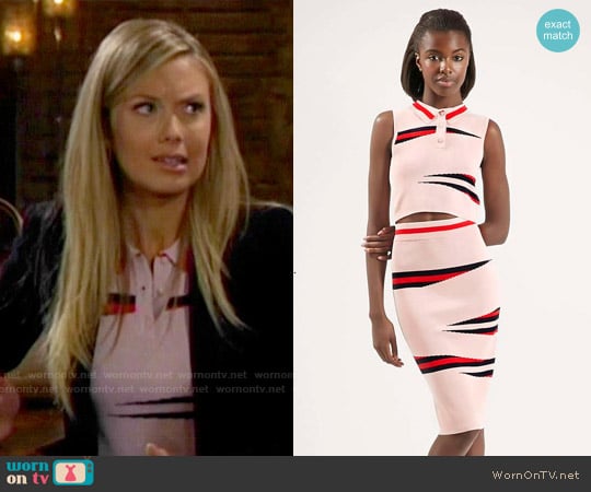 Topshop Pink Eraser Stripe Top and Skirt worn by Abby Newman (Melissa Ordway) on The Young and the Restless