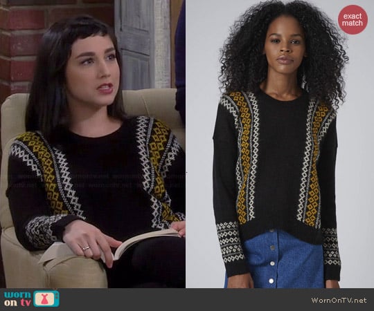 Topshop Fair Isle Sweater worn by Molly Ephraim on Last Man Standing