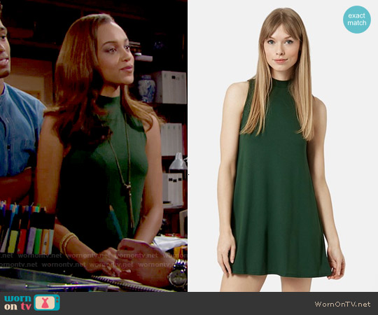 Topshop Flippy Tunic Dress in Green worn by Nicole Avant (Reign Edwards) on The Bold and the Beautiful