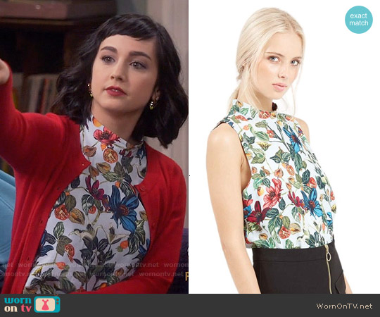 Topshop Winter Fruit Print Shell worn by Mandy Baxter ( Molly Ephraim) on Last Man Standing