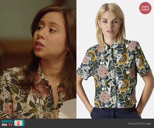 Topshop Floral Print Shirt worn by Chloe Wepper on Manhattan Love Story