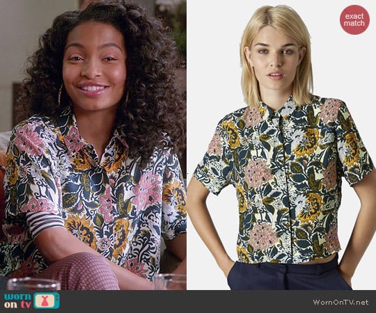 Topshop Floral Print Shirt worn by Yara Shahidi on Blackish