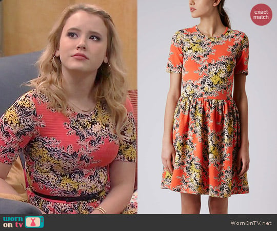 Topshop Floral Texture Flippy Dress worn by Taylor Sprietler on Melissa & Joey