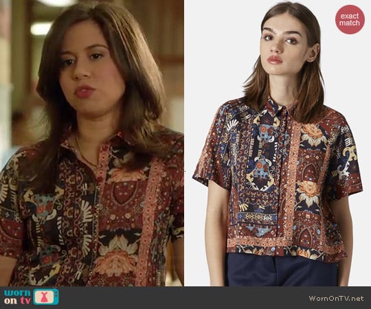 Topshop Folk Print Shirt worn by Chloe Wepper on Manhattan Love Story