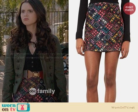 Topshop Geo Print Quilted Skirt worn by Vanessa Marano on Switched at Birth