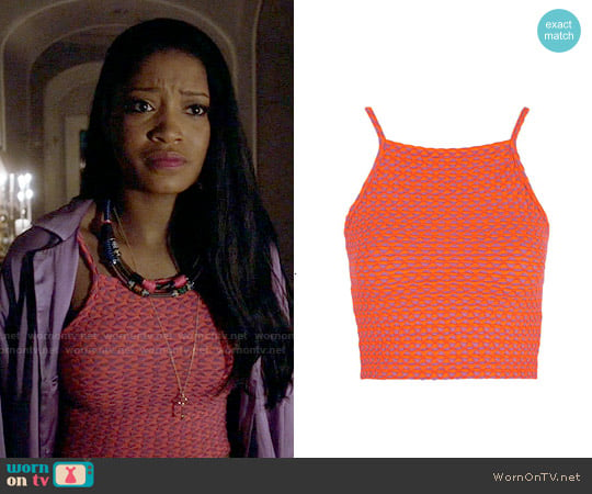 Topshop Geometric Jacquard Crop Top worn by Zayday Williams (Keke Palmer) on Scream Queens