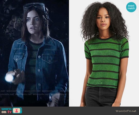 Topshop Stripe Knit Tee worn by Aria Montgomery (Lucy Hale) on Pretty Little Liars