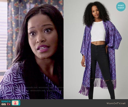 Topshop Key to Freedom Duster Kimono worn by Zayday Williams (Keke Palmer) on Scream Queens