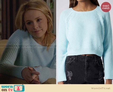 Topshop Knitted Curve Hem Crop Jumper worn by Cassi Thomson on Switched at Birth